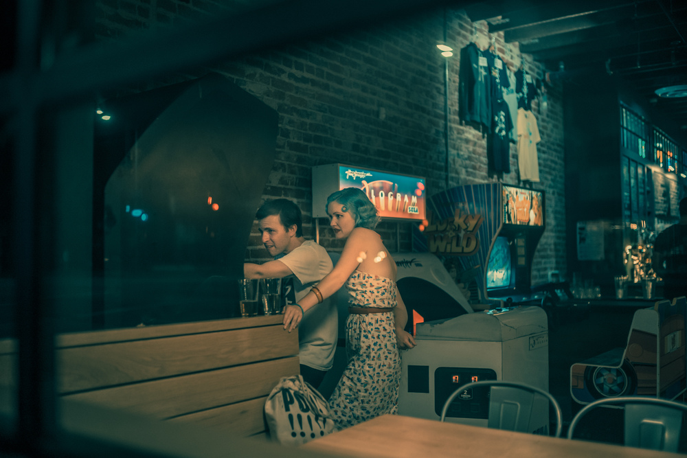 Couple Playing at Barcade, LA